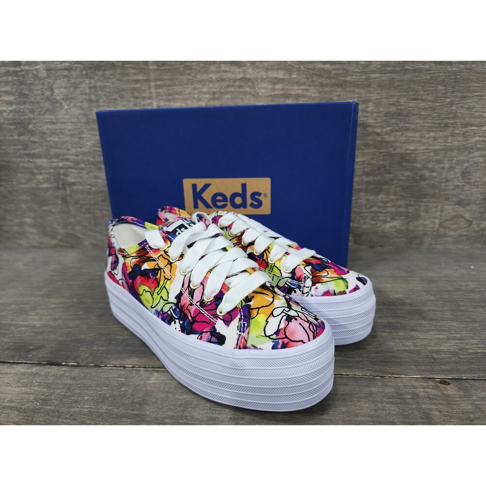 Keds Triple Up Watercolor Floral Print Sneakers Size 6